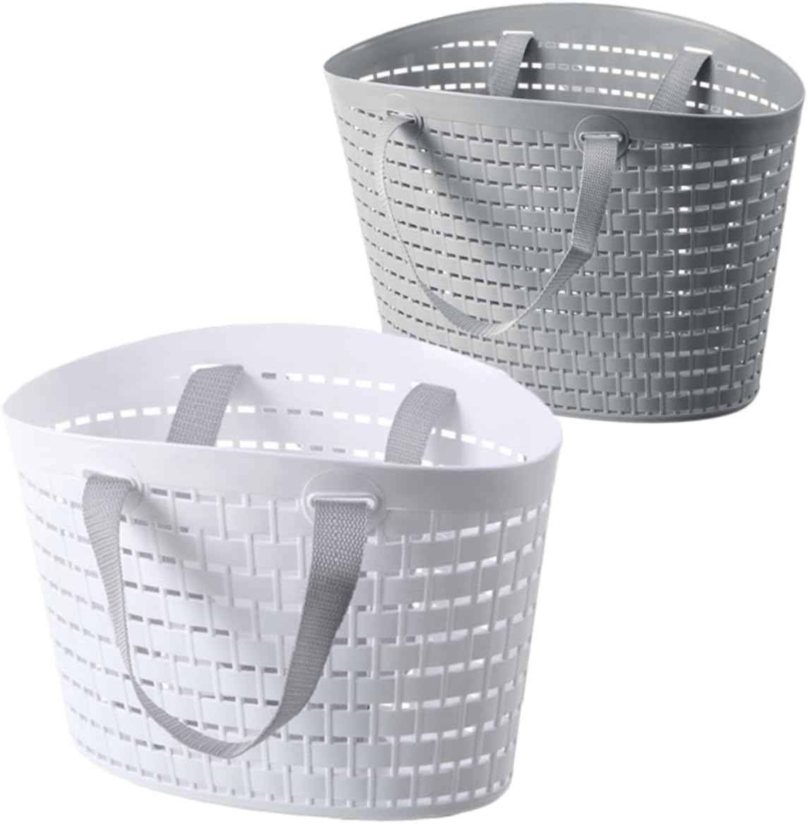 2pcs Plastic Laundry Baskets Light Grey