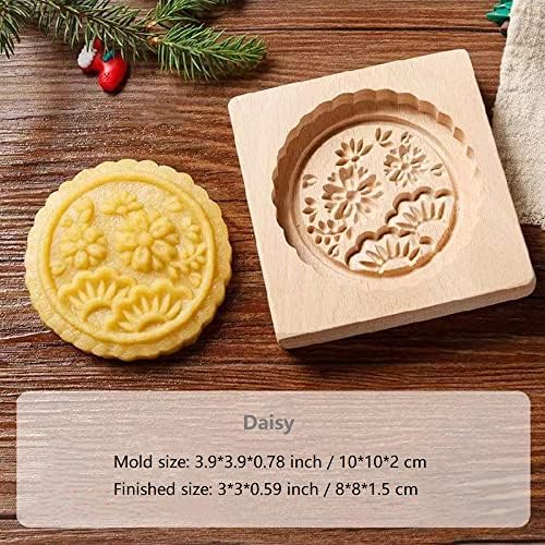 SNOOSZ Wooden Cookie Mold Daisy Gardenia Shape 1