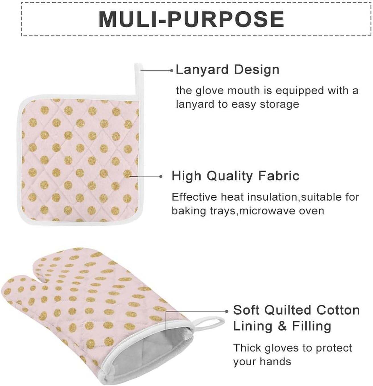 Curdesi 3PCS Oven Mitts Pot Holders Set
