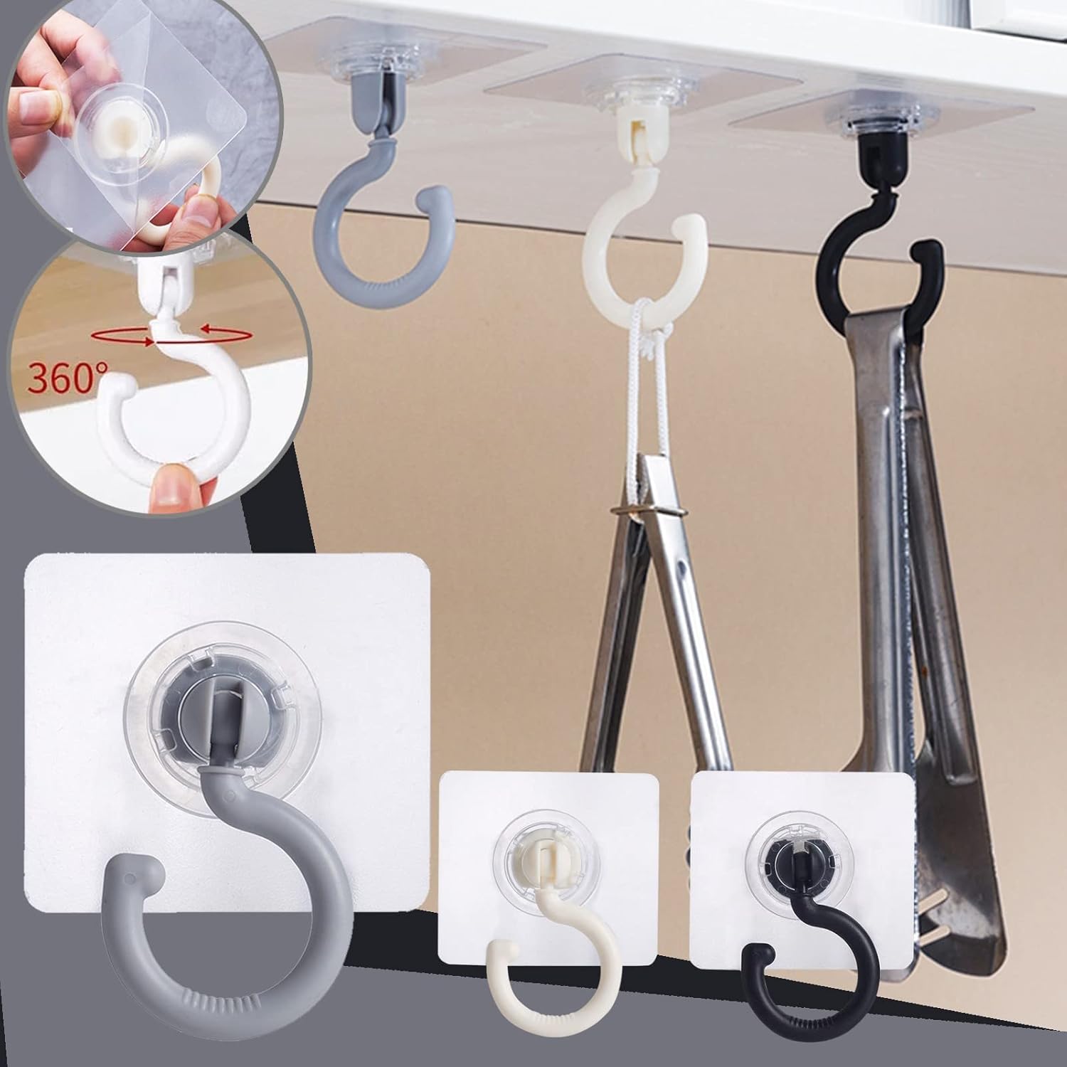 360 Degree Wall Hook for Kitchen Towel Storage