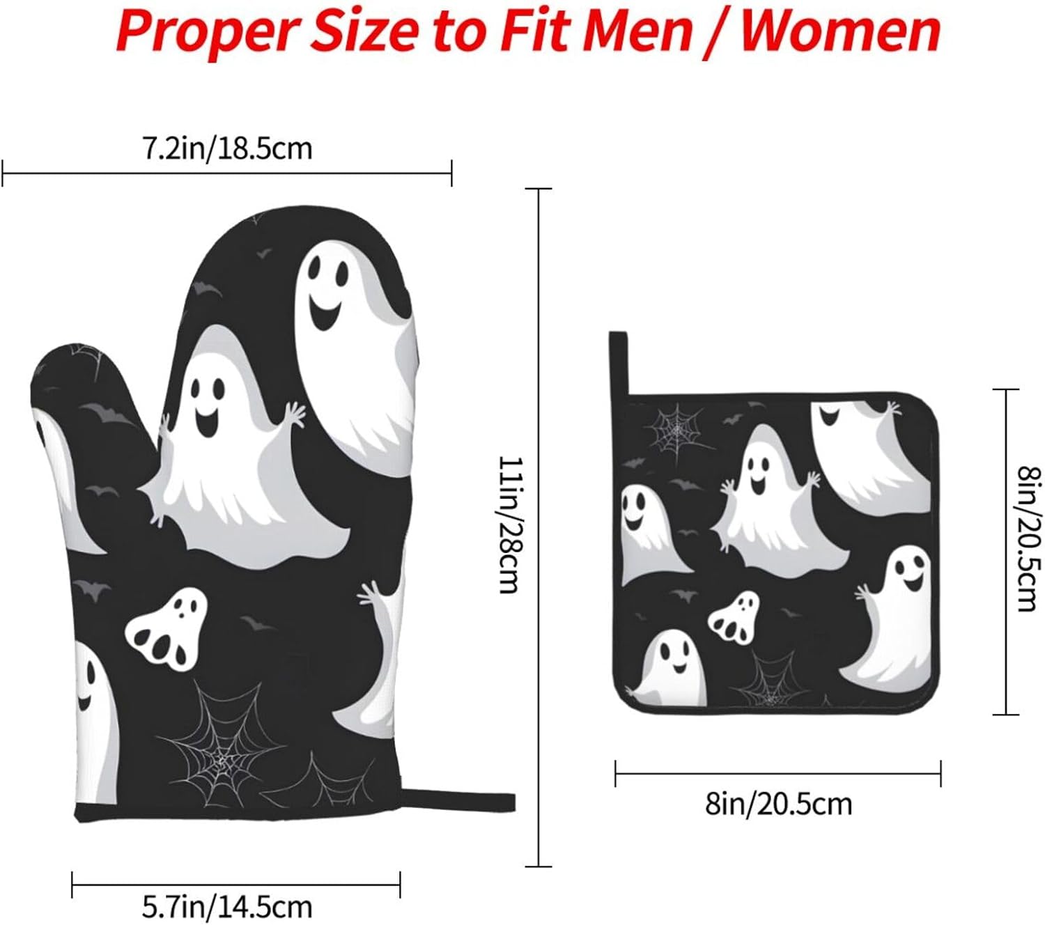 YYHHAOFA Kitchen Baking Set of 3 - Oven Mitts and Pot Holder