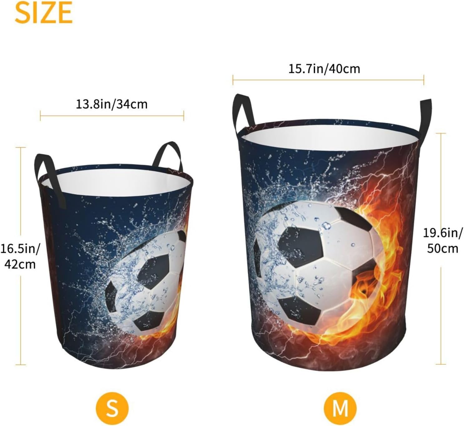 Gbuzozie Soccer Ball Laundry Hamper with Fire Water Design
