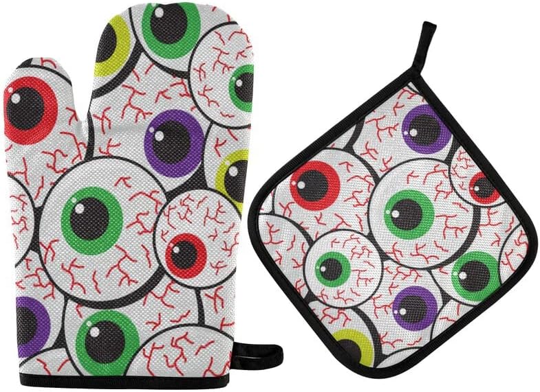Lhammer Cute Halloween Eyeballs Oven Mitts 2PCS