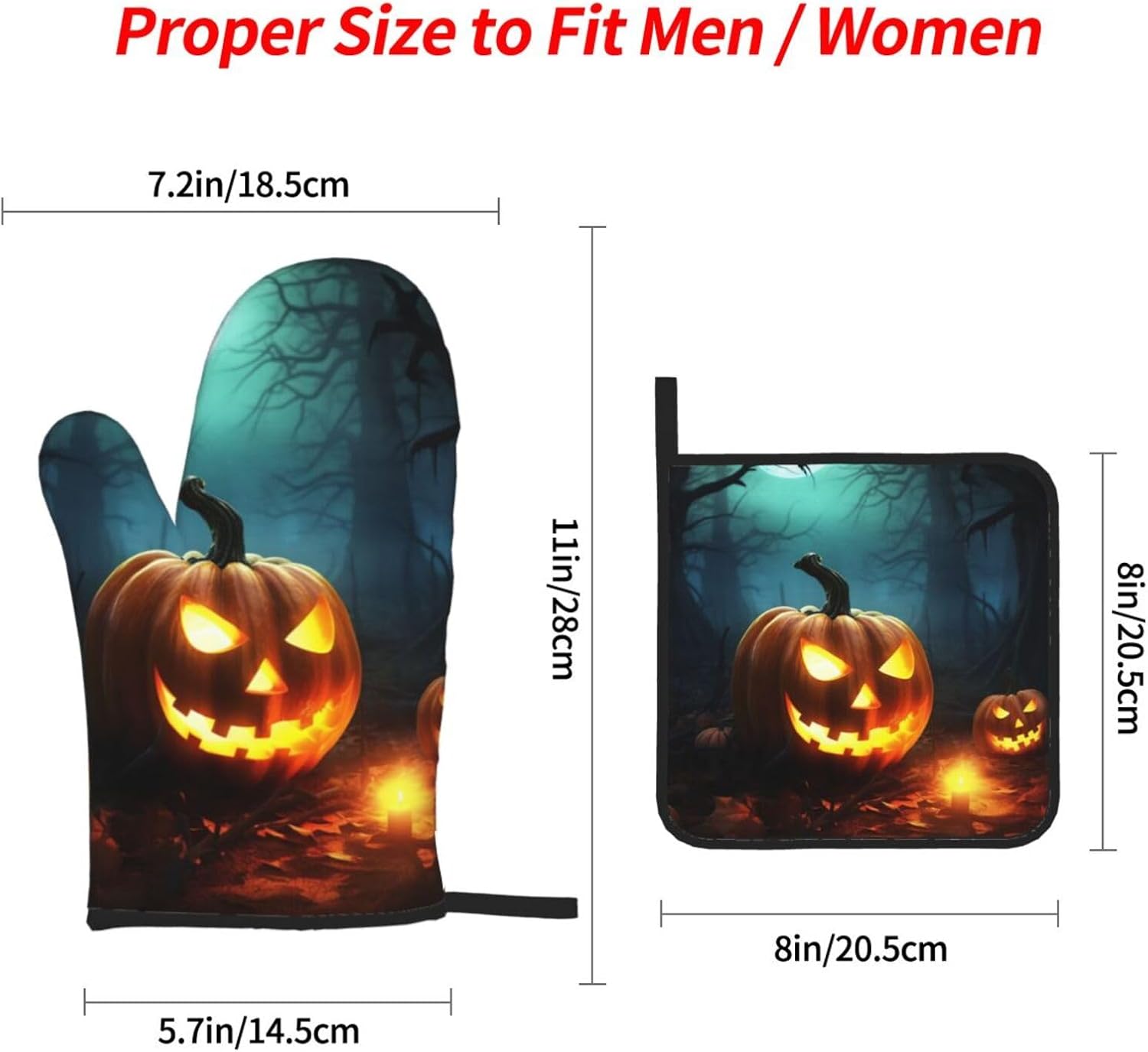 Happy Halloween Pumpkins Oven Mitts 4-Piece Set