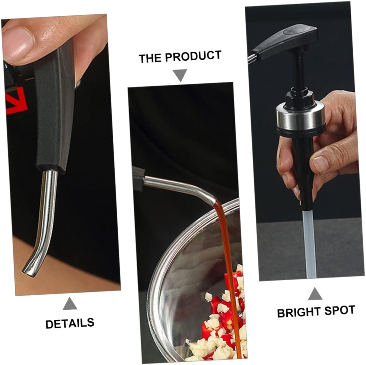 Ciieeo 2pcs Stainless Steel Condiment Squeeze Pump Set