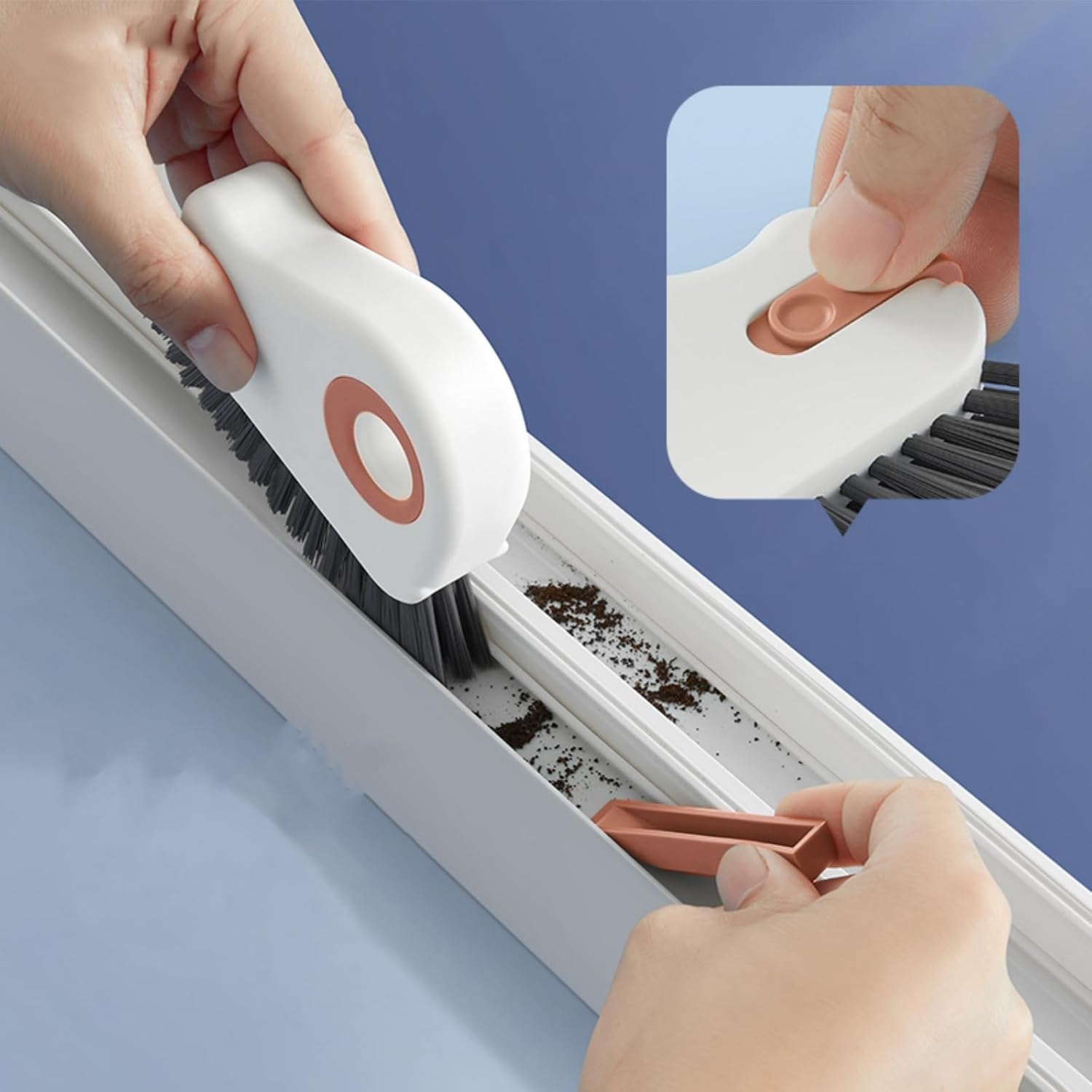 MauSong 2 in 1 Window Cleaning Kit with Hidden Scraper and Crevice Brush