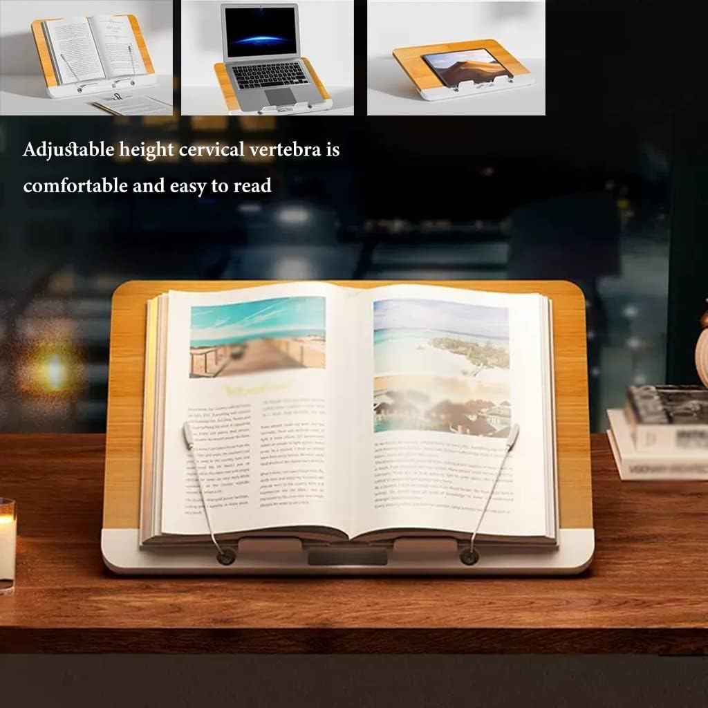 Wooden Cookbook Holder Stand Adjustable and Foldable