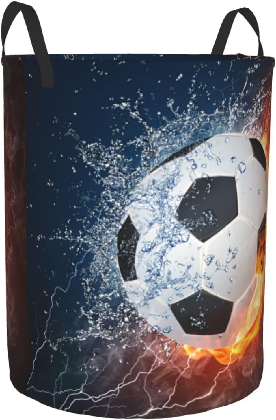 Gbuzozie Soccer Ball Laundry Hamper with Fire Water Design
