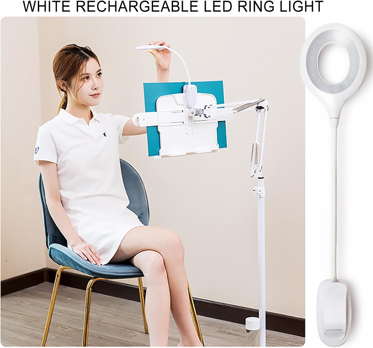 Adjustable Foldable Reading Shelf with Lamp