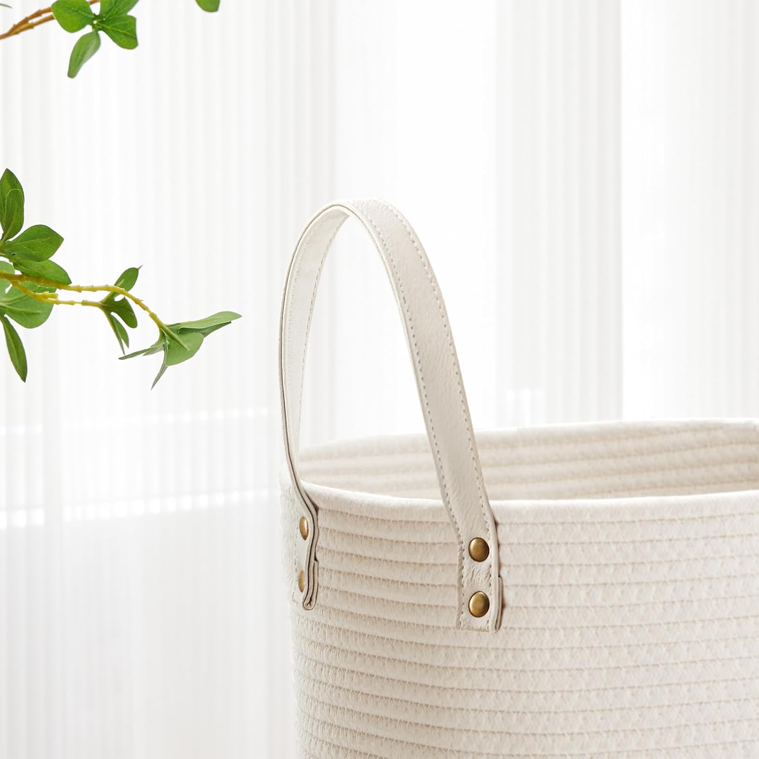 VIPOSCO Tall Laundry Basket 58L White Woven