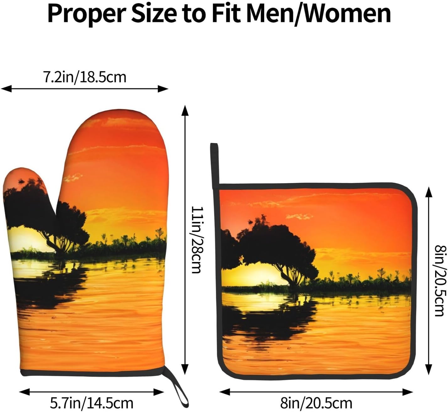 Quopvn Lake Guitar Reflection Oven Mitts and Pot Holders 2pcs Set