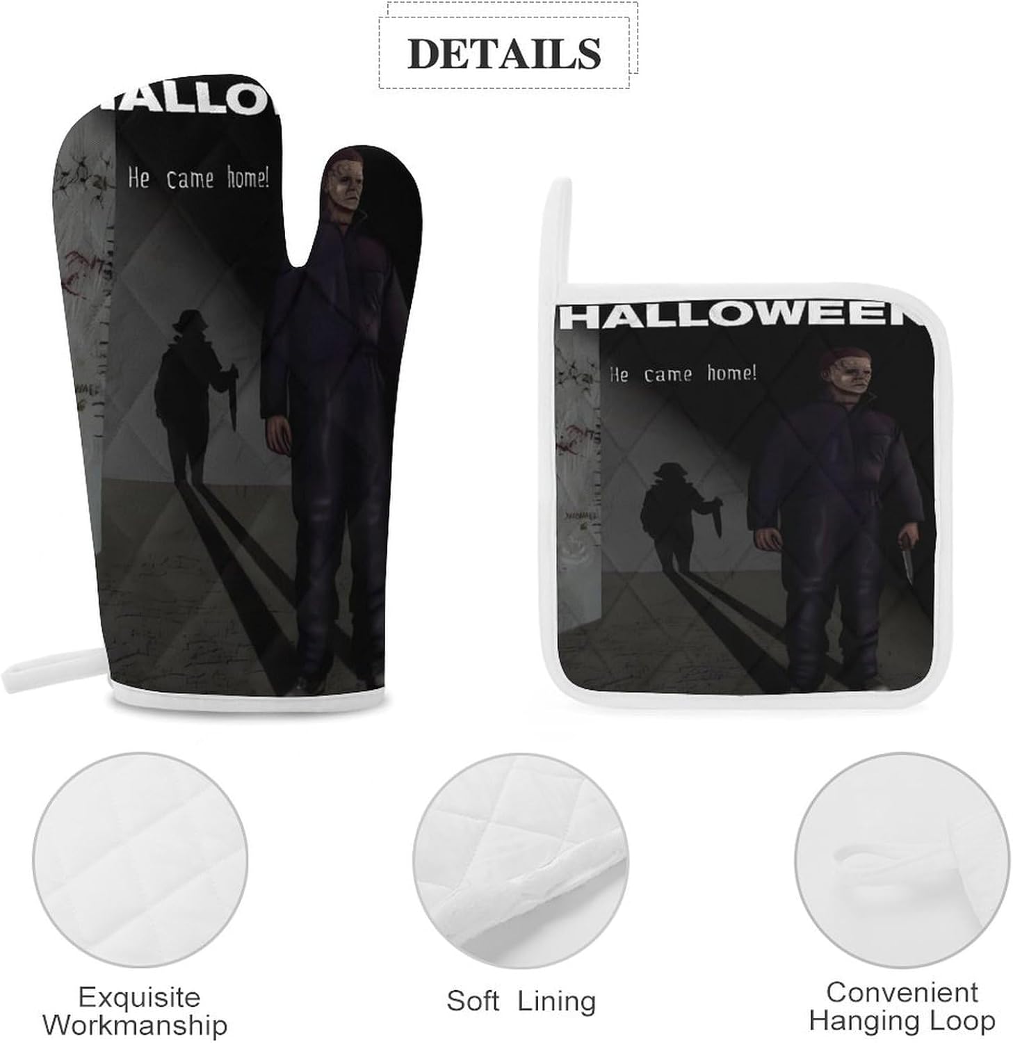 ZHANGXM Halloween Michael Myers Oven Mitts and Pot Holders Set