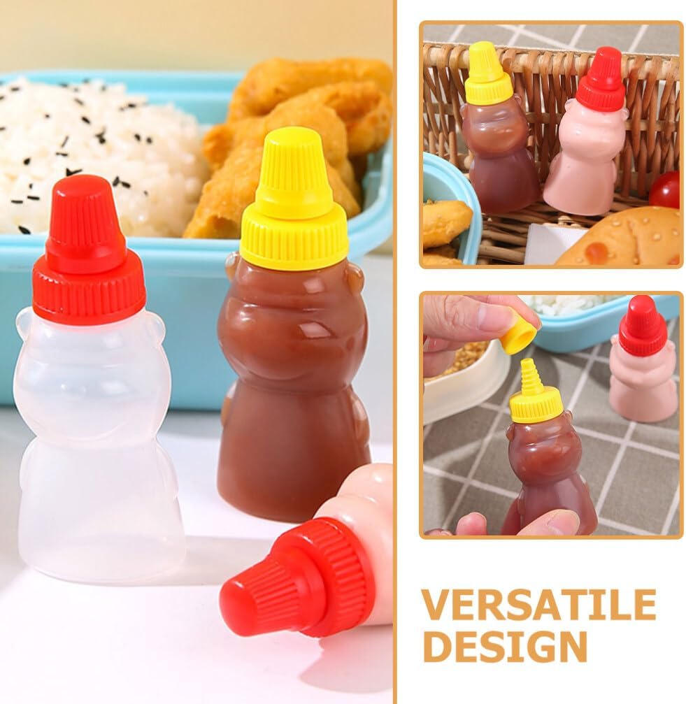 Alipis 12pcs Mini Ketchup Bottles with Screw Cap Bear Shape Condiment Jars