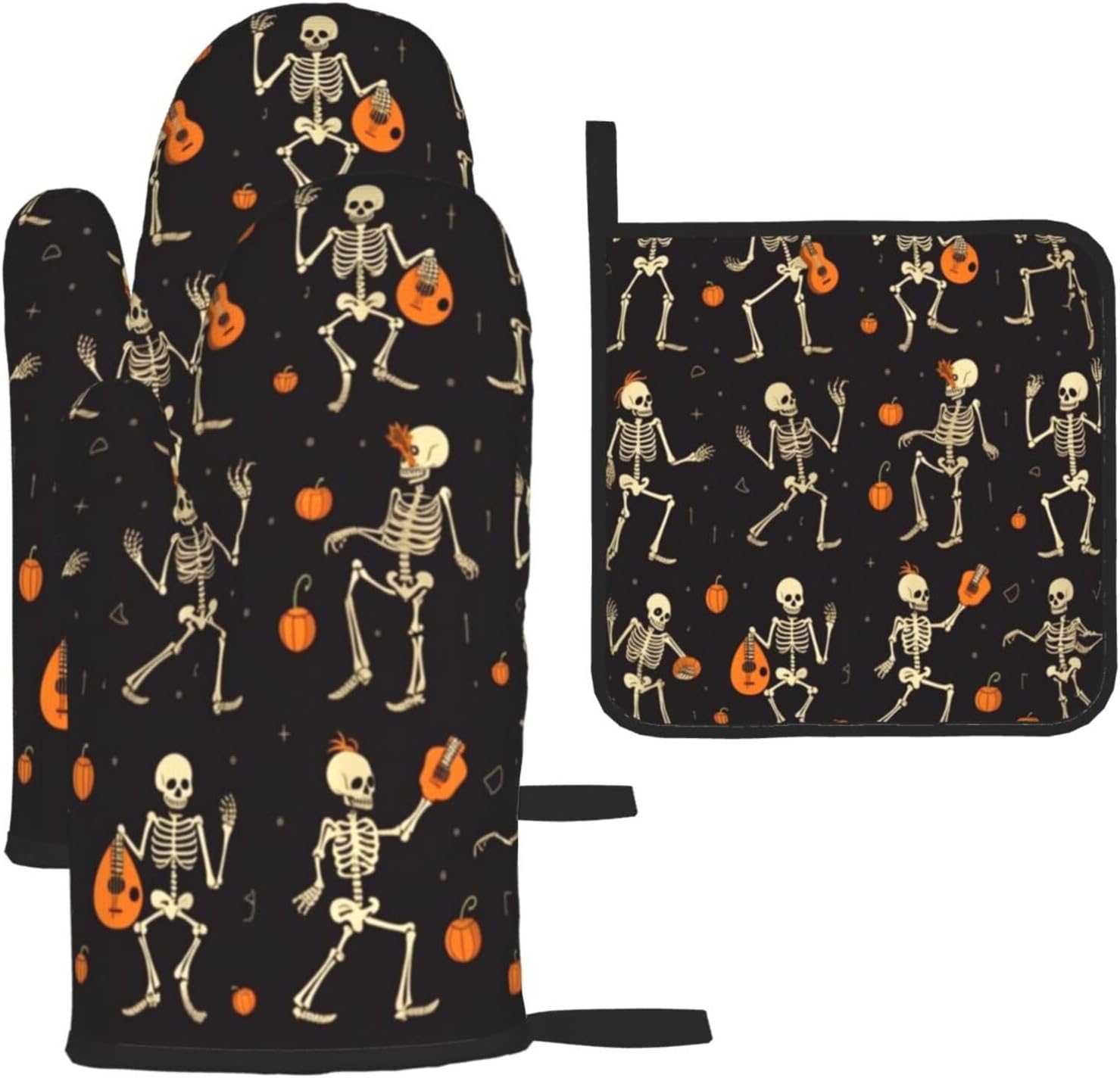 Beubebim Funny Halloween Skull Oven Mitts Set of 3