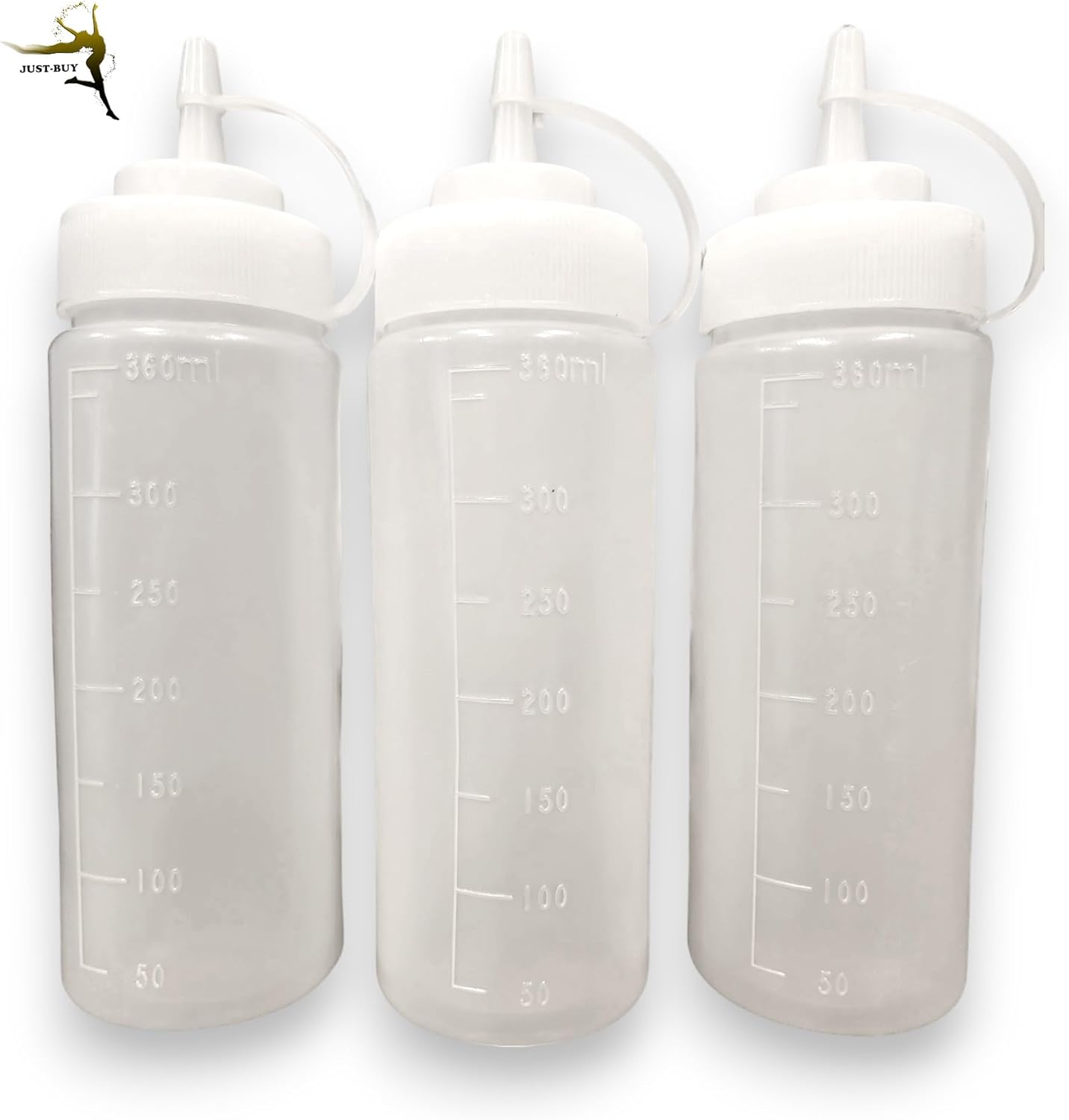 JUST-BUY 3-Pack 12 Oz Condiments Squeeze Bottles BPA Free