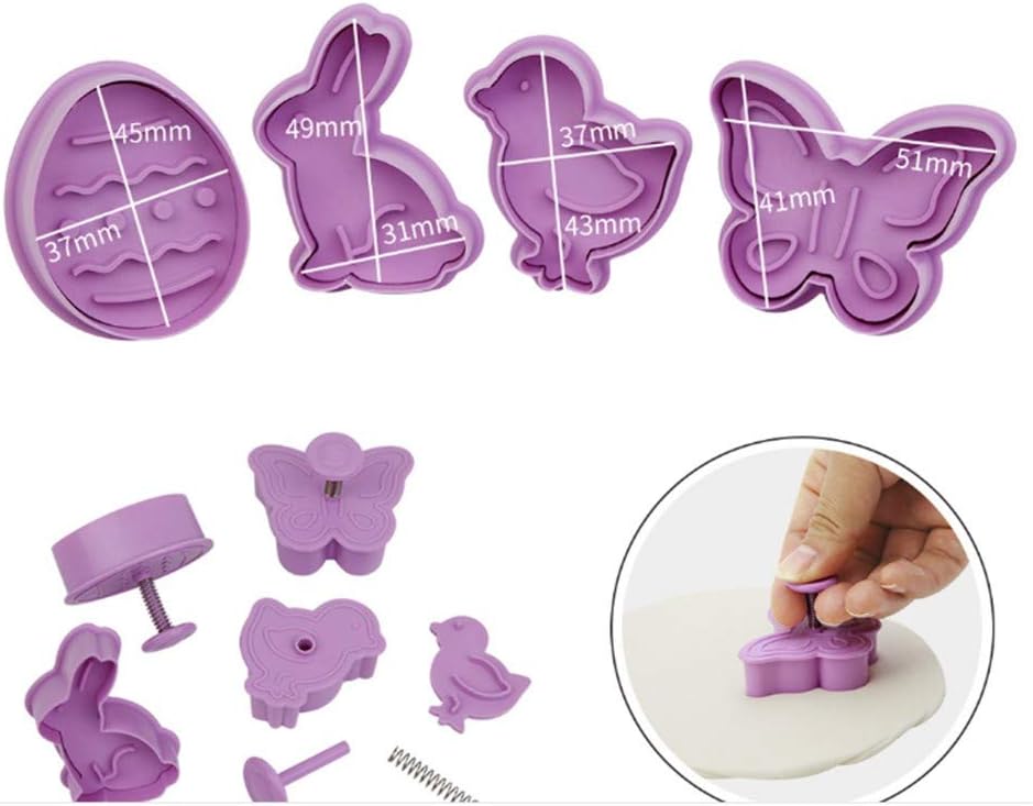 HHmei 4Pcs Cute Butterfly Rabbit Egg Mold Set
