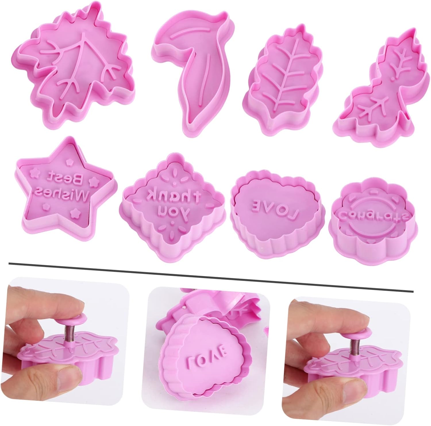 DECHOUS 2 Sets Cookie Cutters Baking Molds Kit Purple Plastic