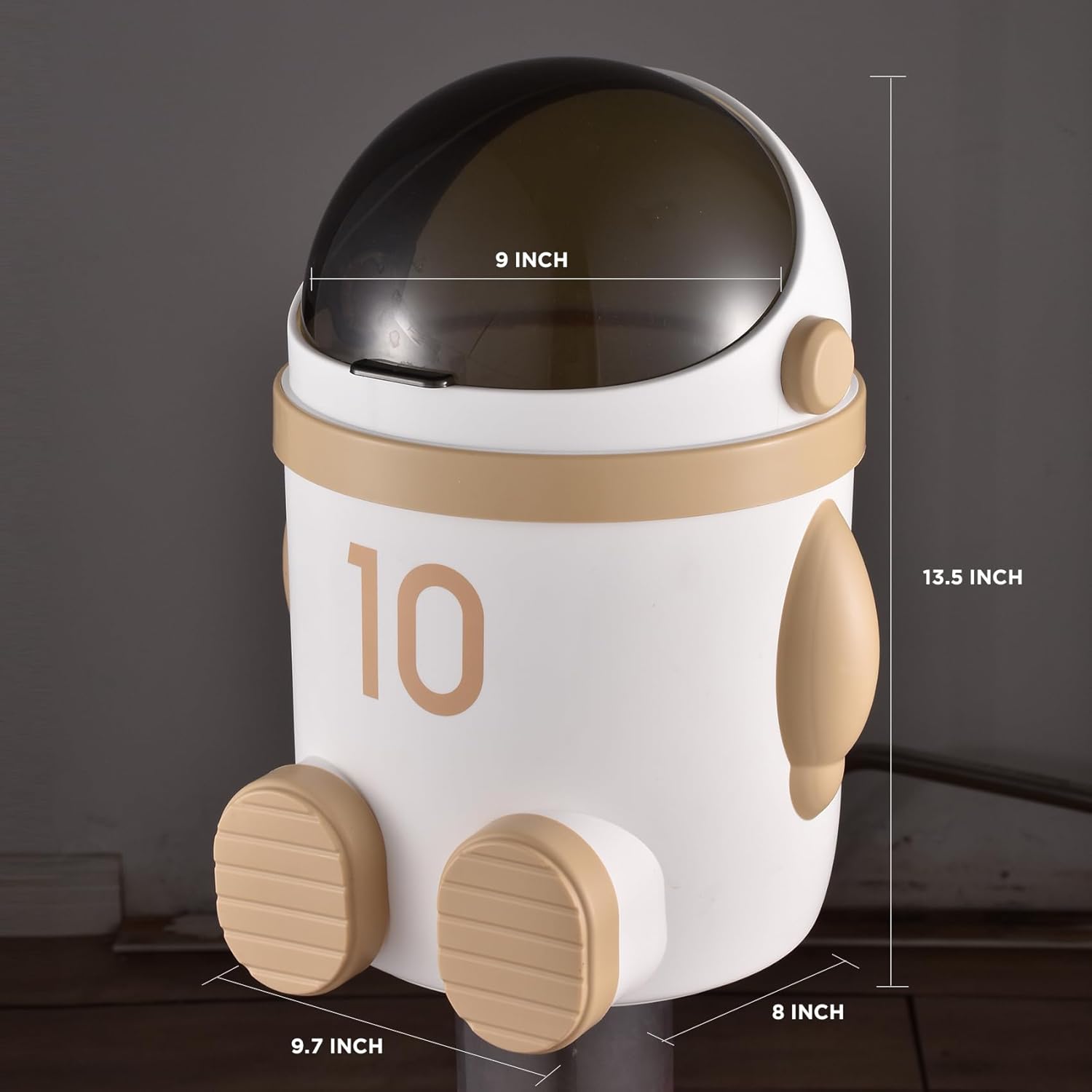 URALFA Astronaut Trash Can 12L Khaki with Swing Lid