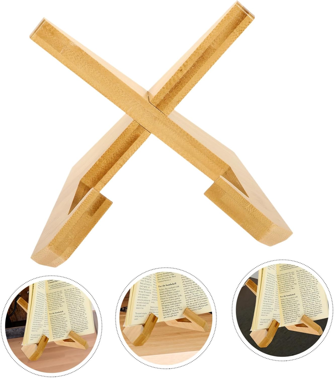 VOSAREA Portable Book Rack Lightweight Wooden Recipe Stand for Home