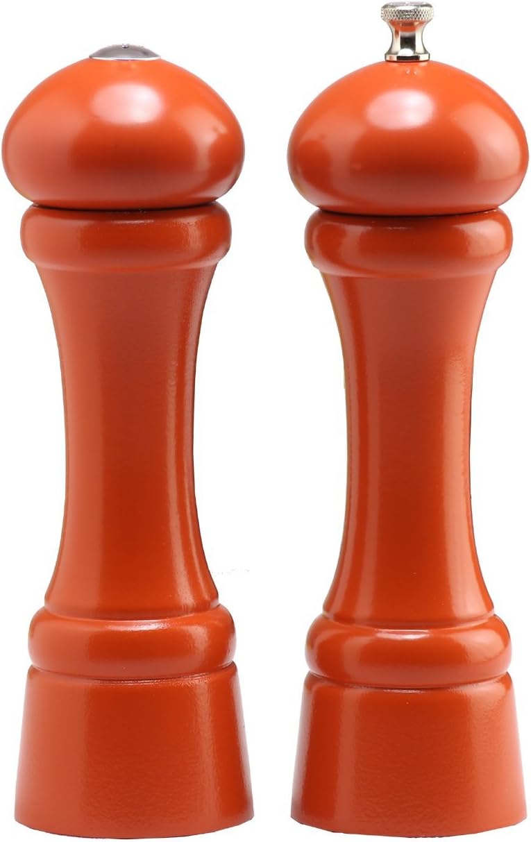 Chef Specialties 8 Inch Butternut Orange Pepper Mill and Salt Shaker Set