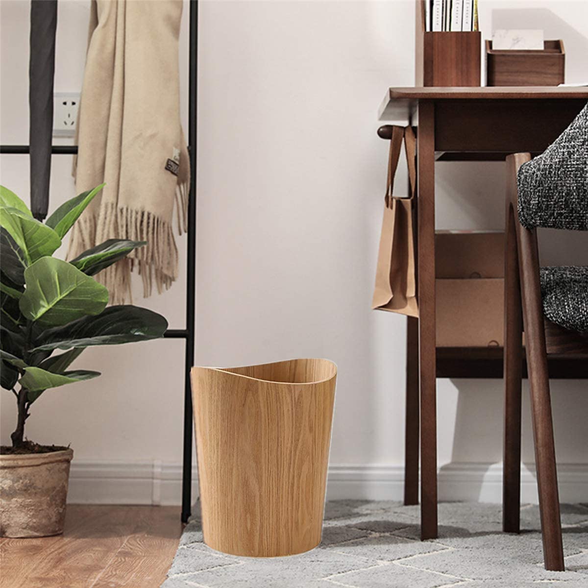BISOZER 23 Gallons Wood Trash Can for Home Office