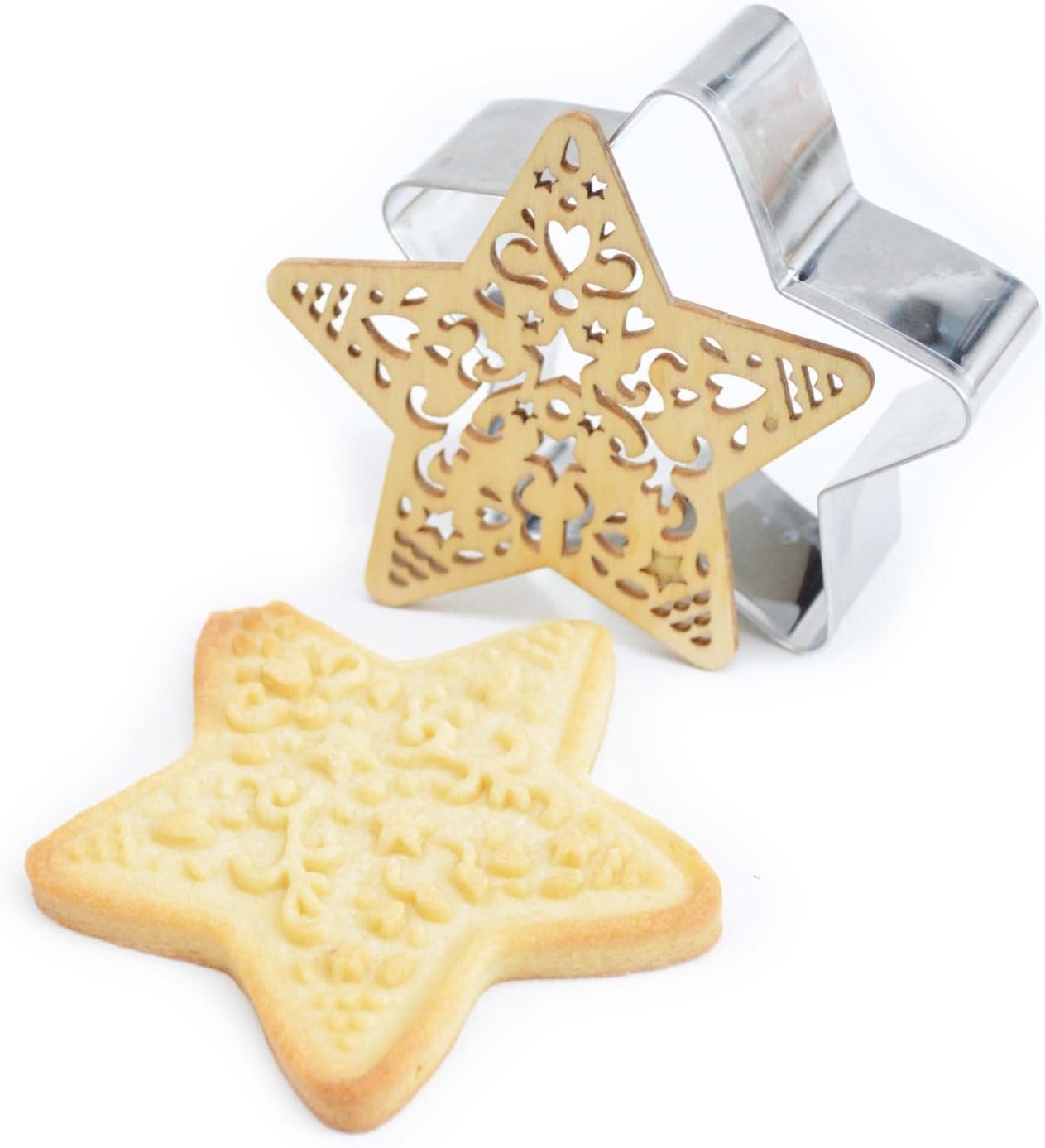 ScrapCooking 2090 Star Wooden Cookie Cutter Kit with Embosser