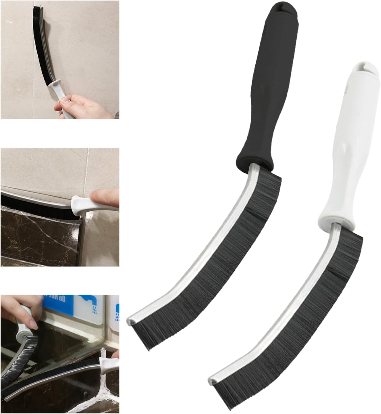 2Pcs Hard Bristle Crevice Cleaning Brush for Kitchen Bathroom and Windows