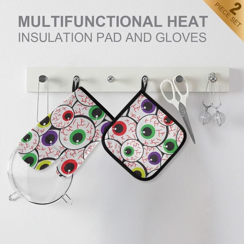 Lhammer Cute Halloween Eyeballs Oven Mitts 2PCS