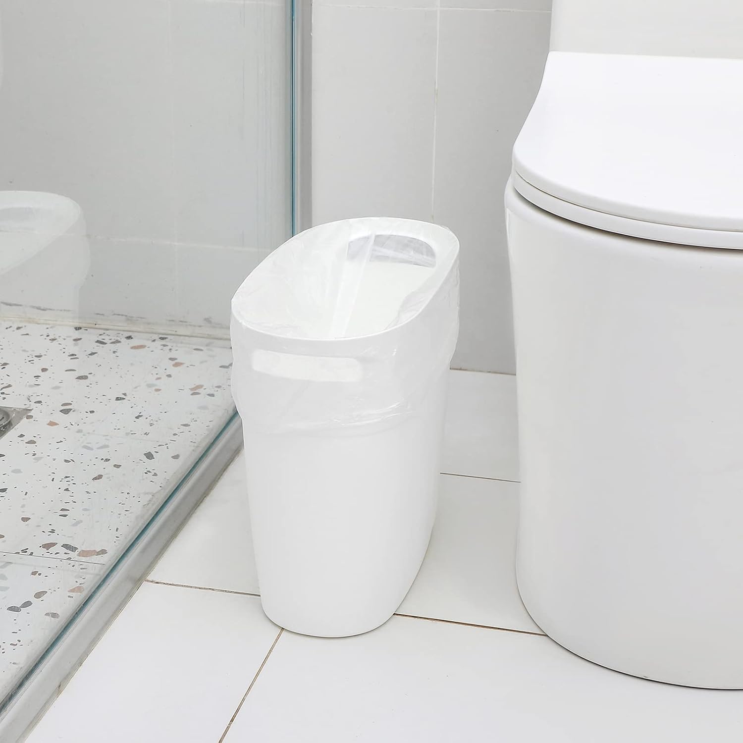 JiatuA 32 Gallon Slim Plastic Trash Can with Handles