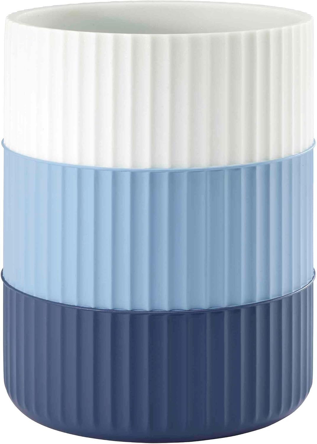 IZOD Wastebasket Resin Bathroom Decor Striped Blue