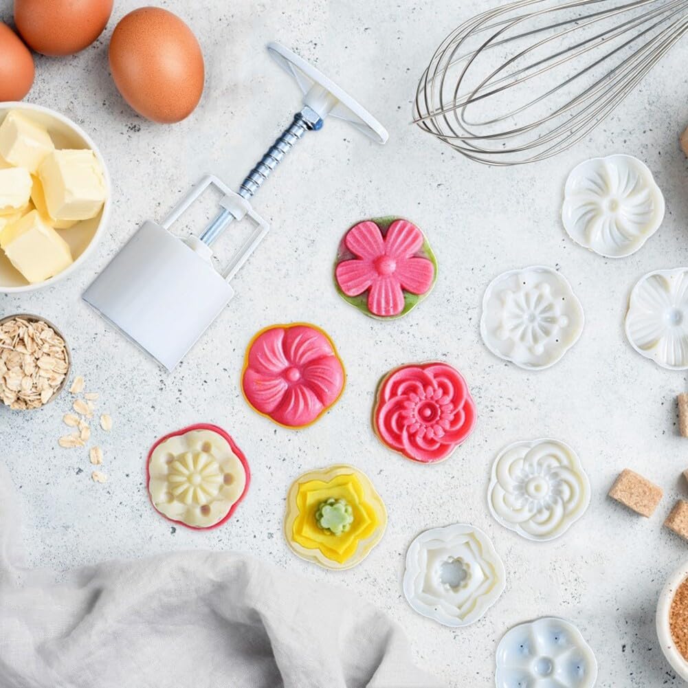 Wooauto 50g 125g Moon Cake Mold Set with Flower Patterns