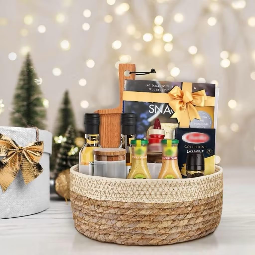 Round Rattan Baskets Set for Kitchen Pantry Bathroom Storage