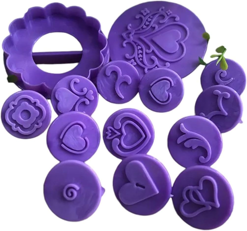 14Pcs Heart Flower Fondant Silicone Molds Set