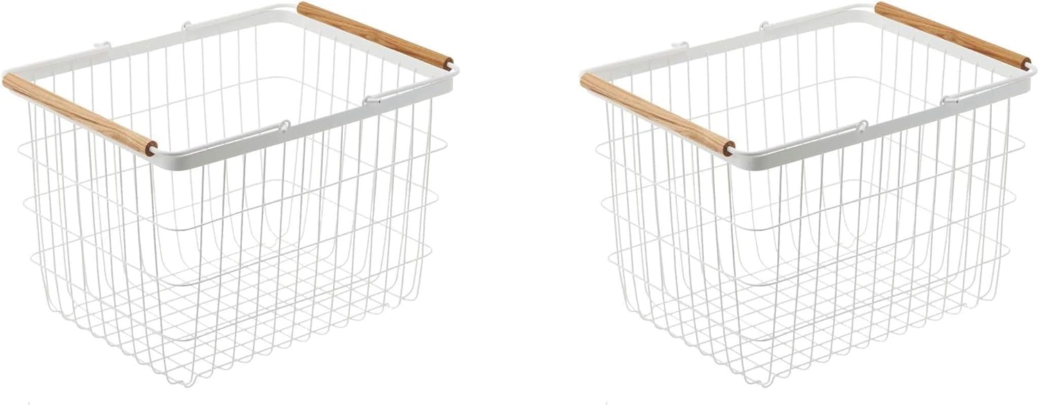 YAMAZAKI Laundry Baskets Medium White Pack of 2 1
