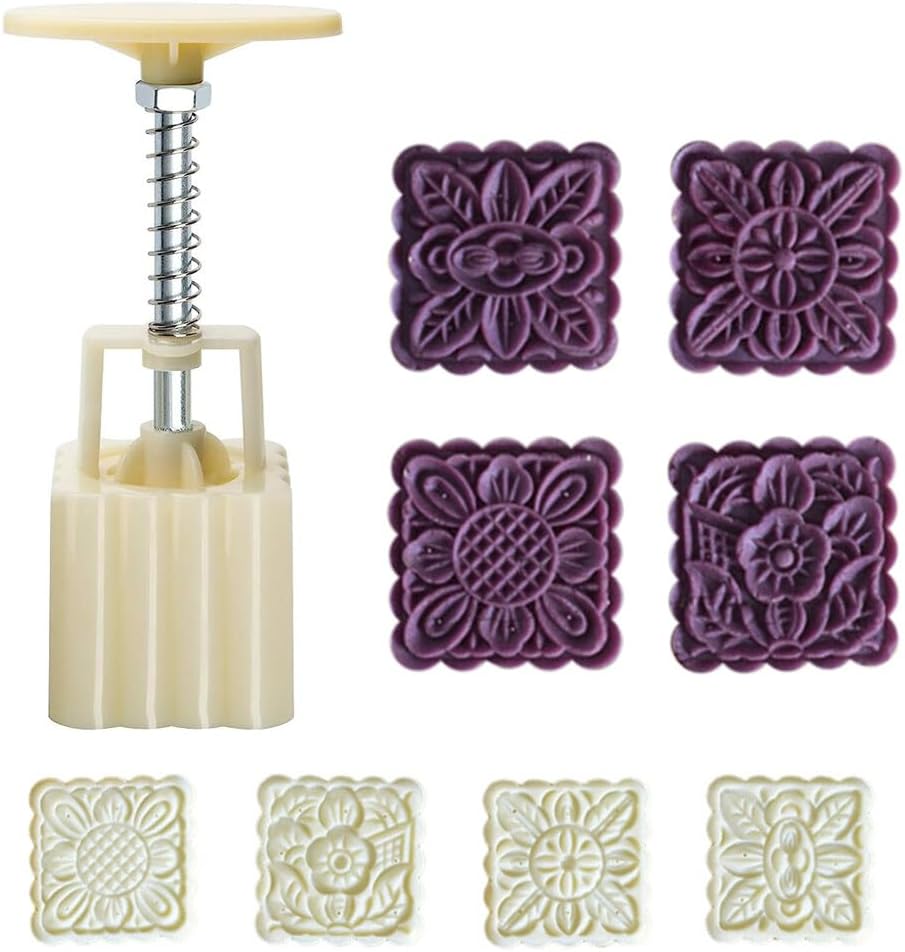 Wooauto 50g 125g Moon Cake Mold Set with Flower Patterns