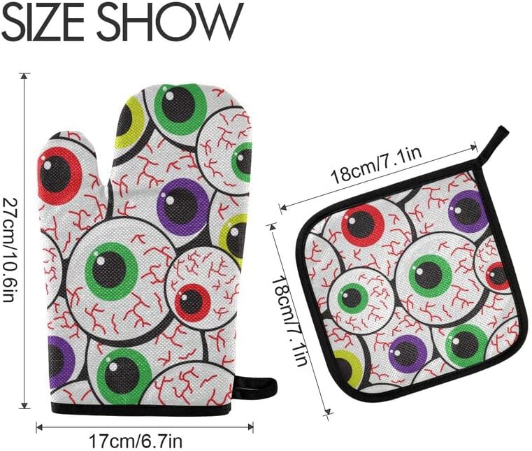 Lhammer Cute Halloween Eyeballs Oven Mitts 2PCS