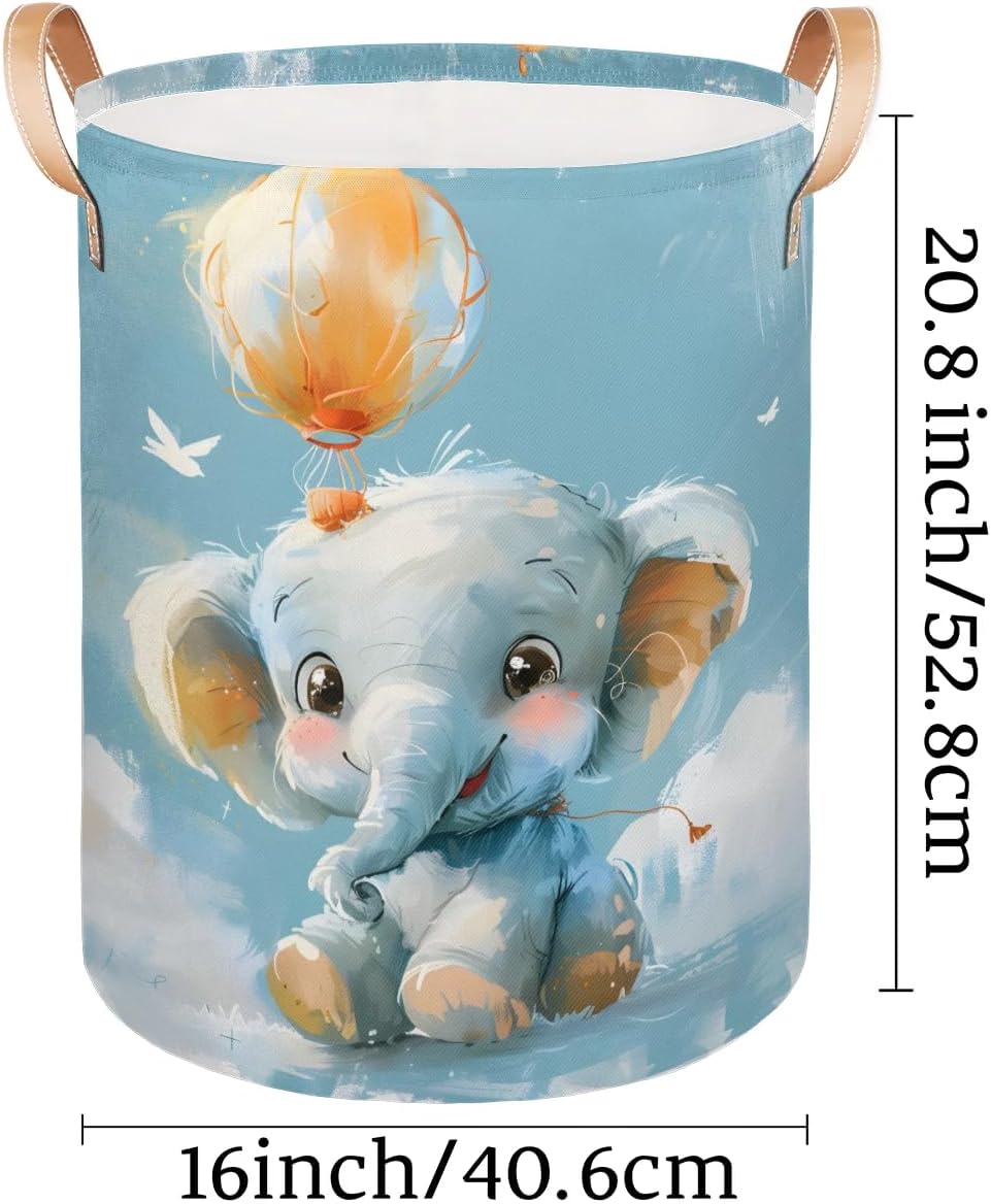 Tiaortas Elephant Balloon Laundry Basket for Kids Collapsible and Lightweight