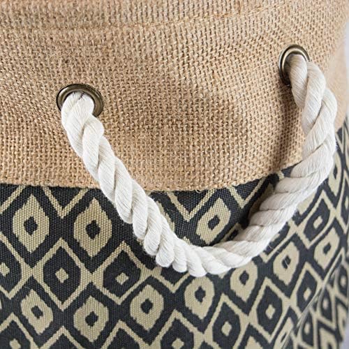 DII Collapsible Black Burlap Ikat Storage Bin