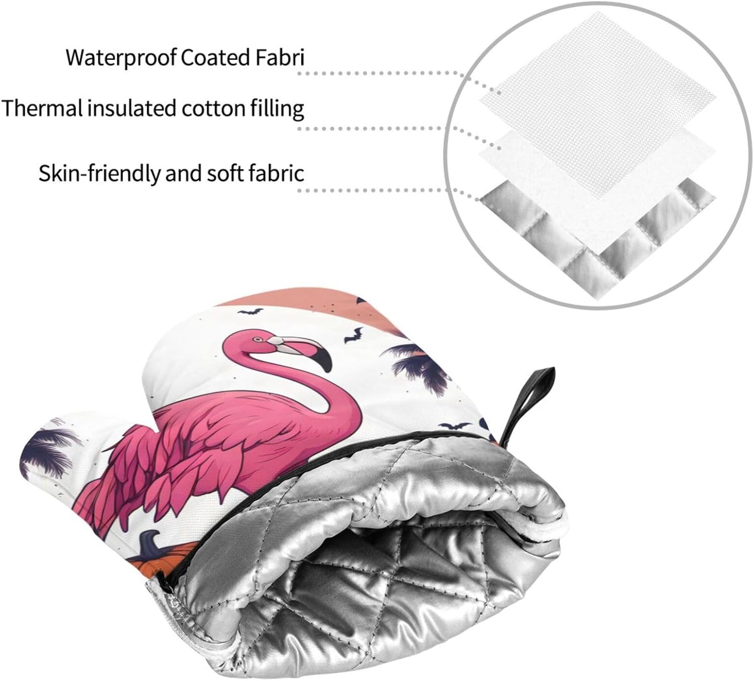 Oven Mitts Set of 4 with Flamingo Print