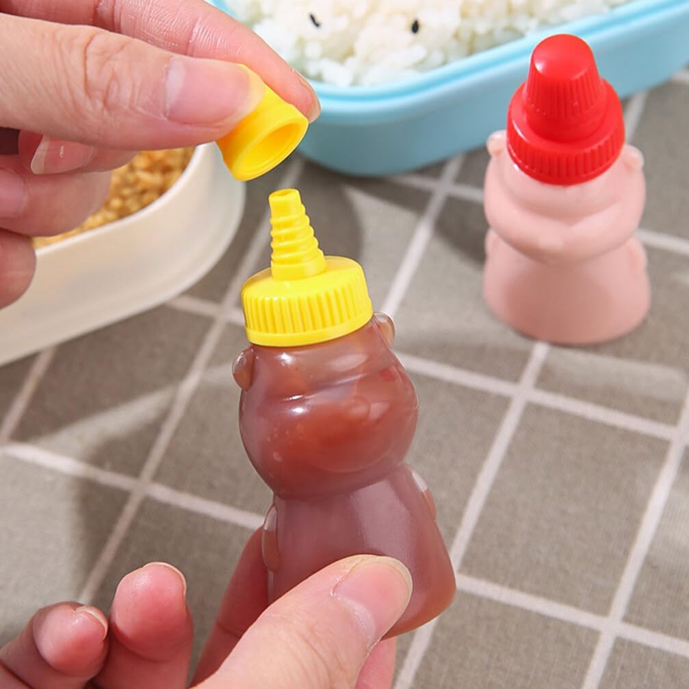 Alipis 12pcs Mini Ketchup Bottles with Screw Cap Bear Shape Condiment Jars