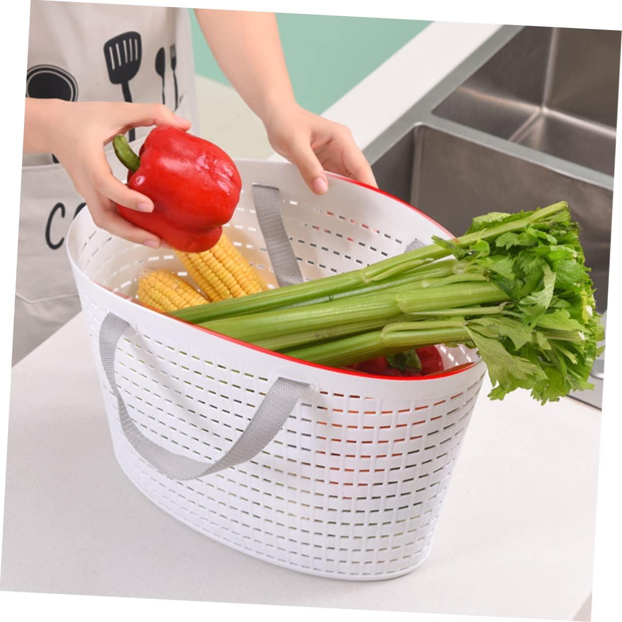 2pcs Plastic Laundry Baskets Light Grey