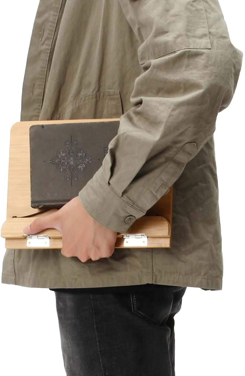 Adjustable Wood Cookbook Stand for Reading and Cooking