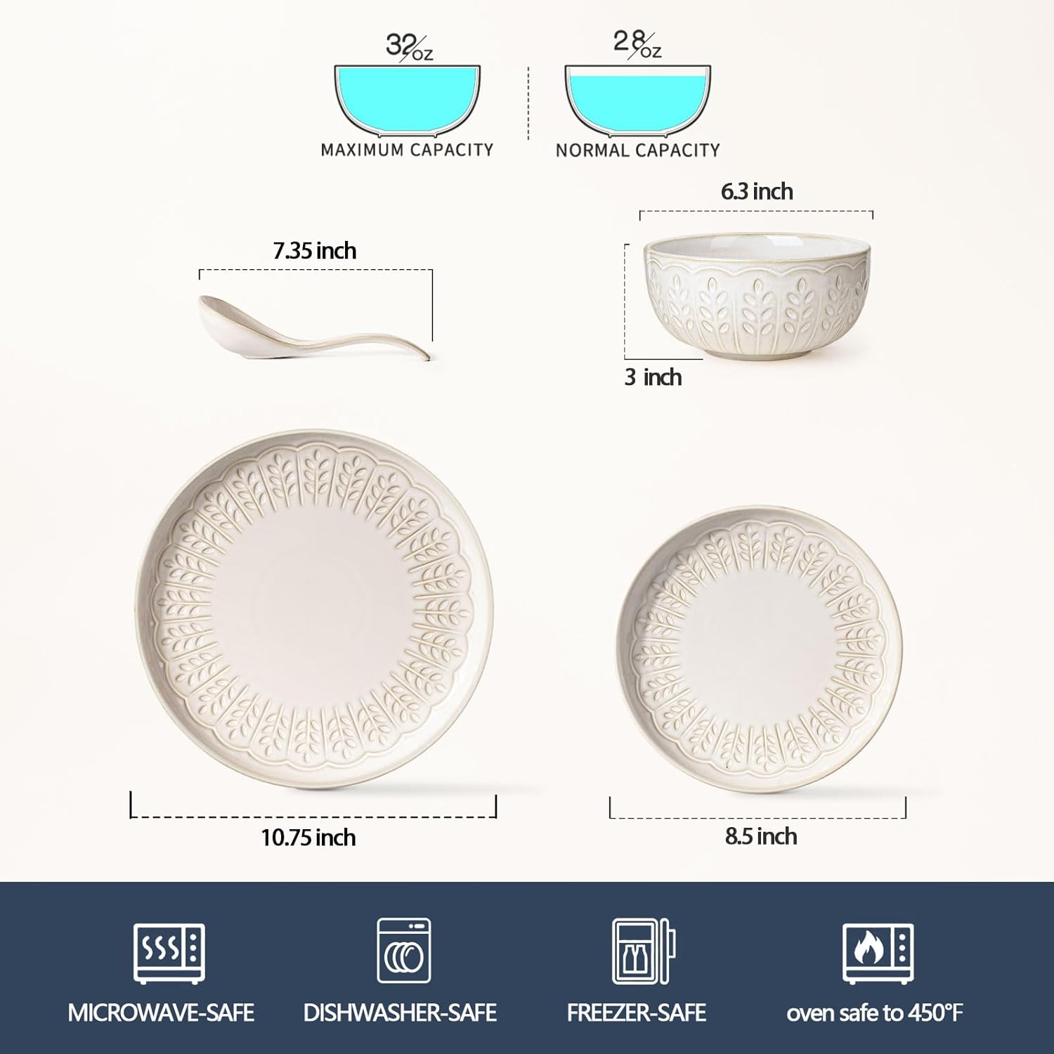 Artena 16-Piece Embossed White Dinnerware Set 1