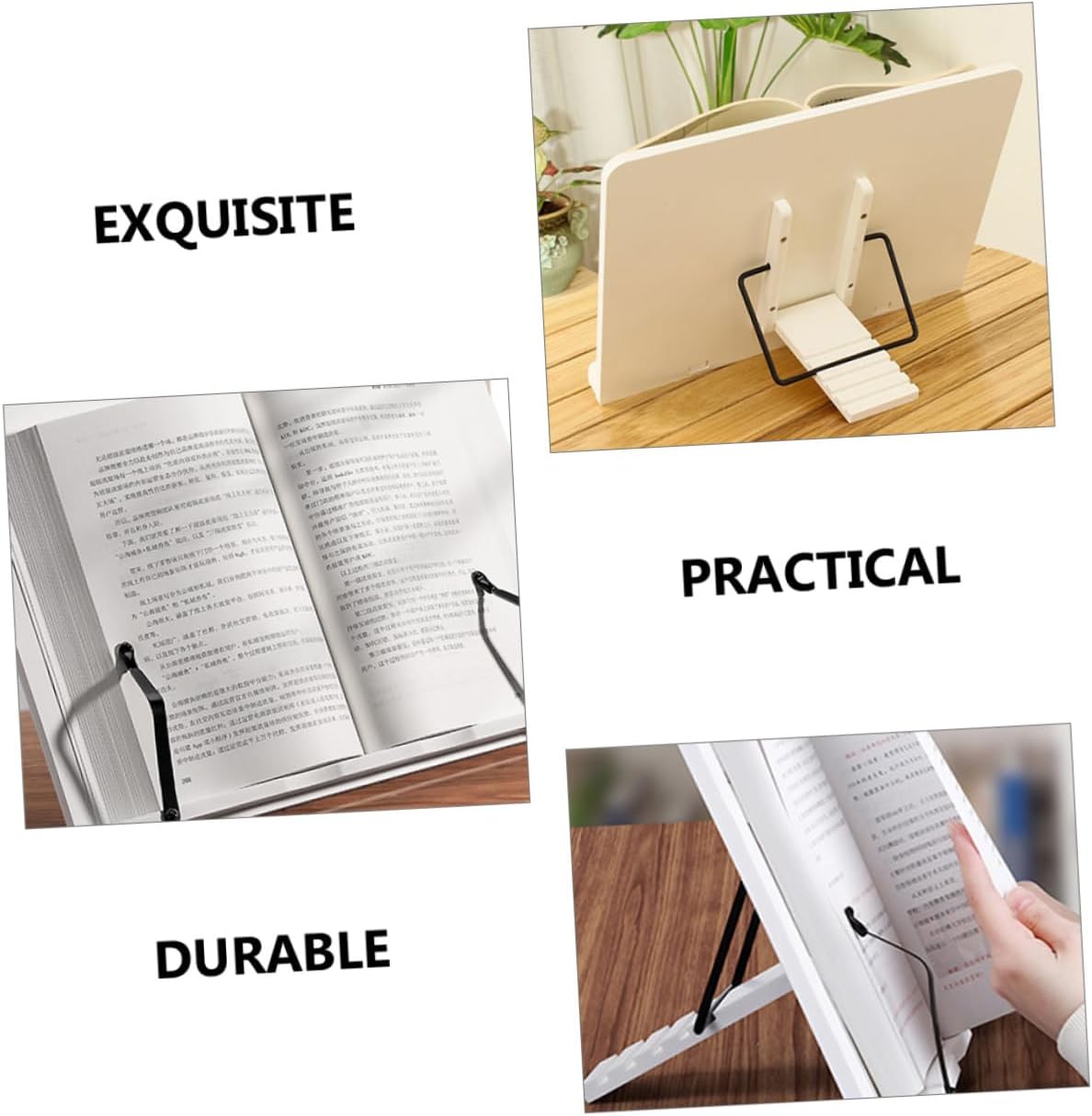 Elegant Wood Book Holder Stand for Cookbooks and Tablets