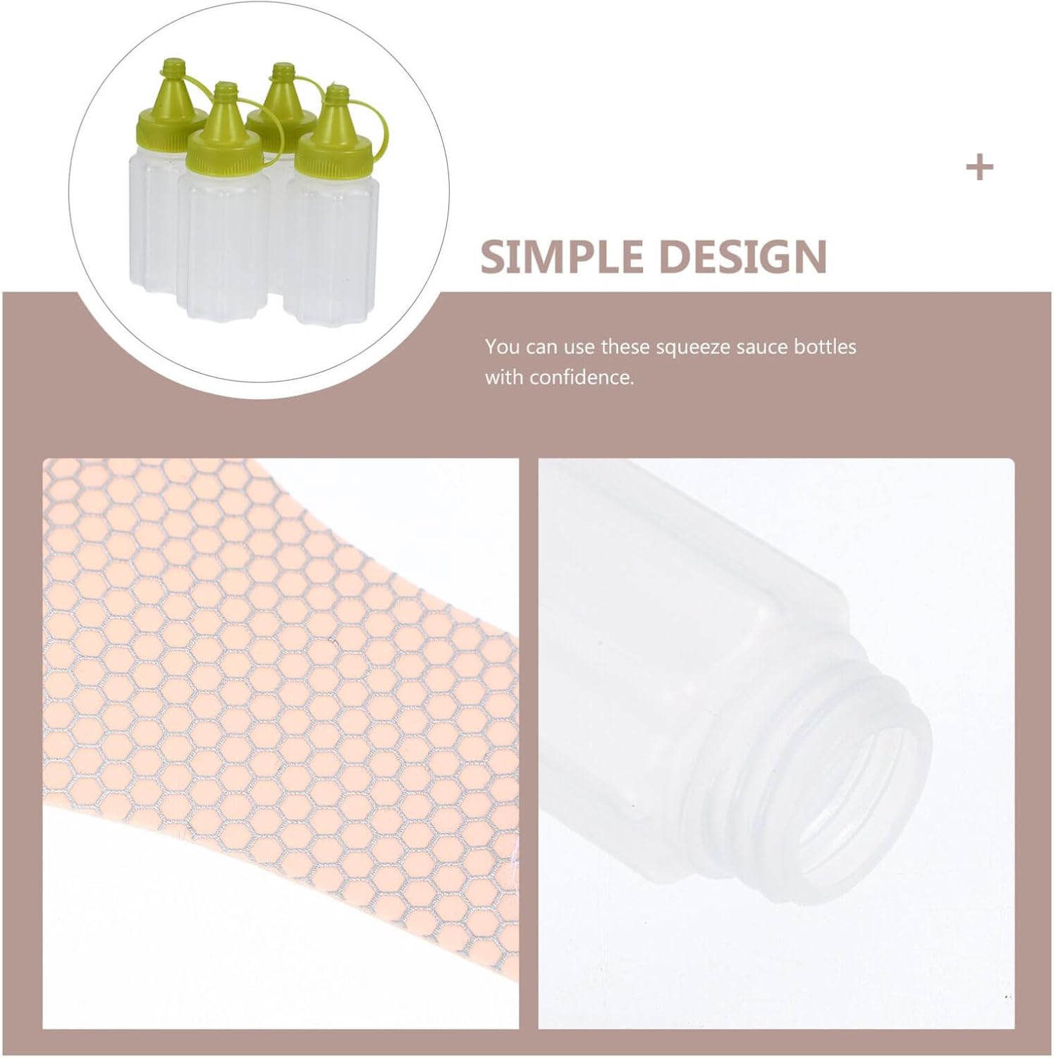 Luxshiny 4PCS Condiment Squeeze Bottles with Green Cap