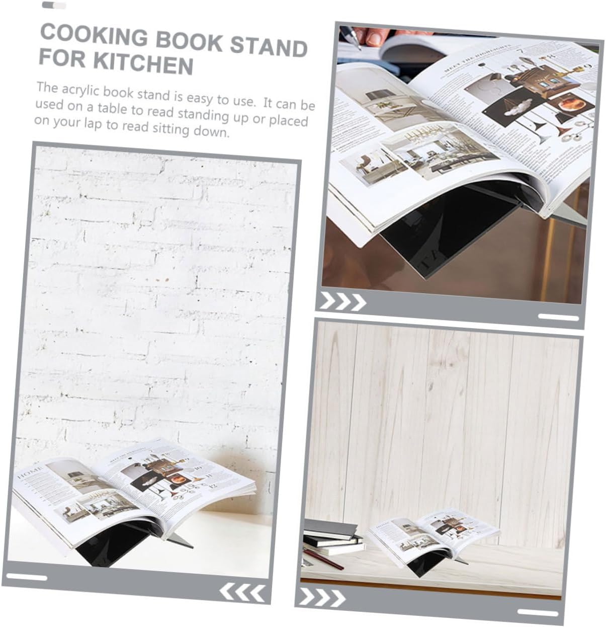 ULDIGI Practical Acrylic Book Stand for Kitchen and Classroom Use