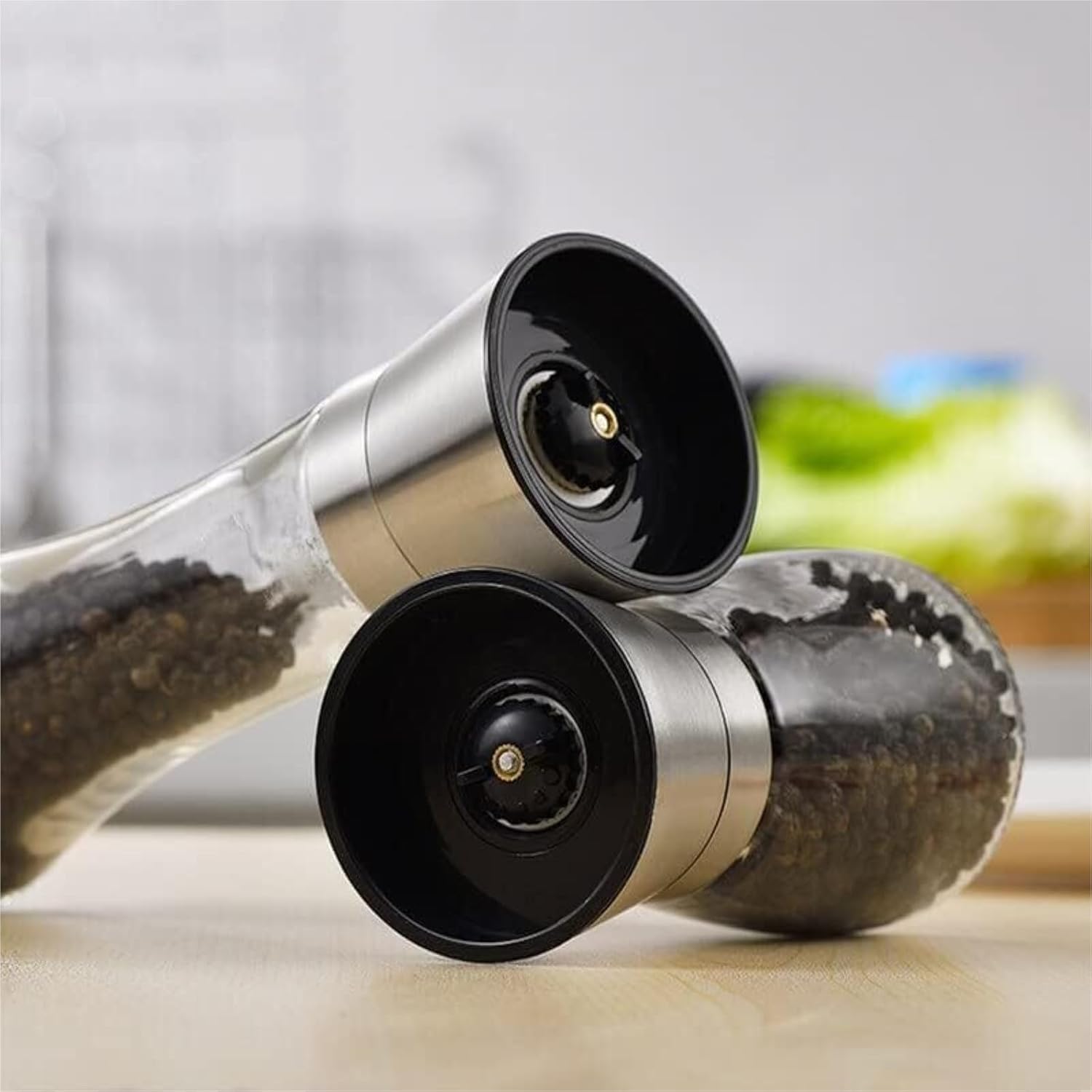 HXDMY 2pcs Salt and Pepper Mill Set Refillable