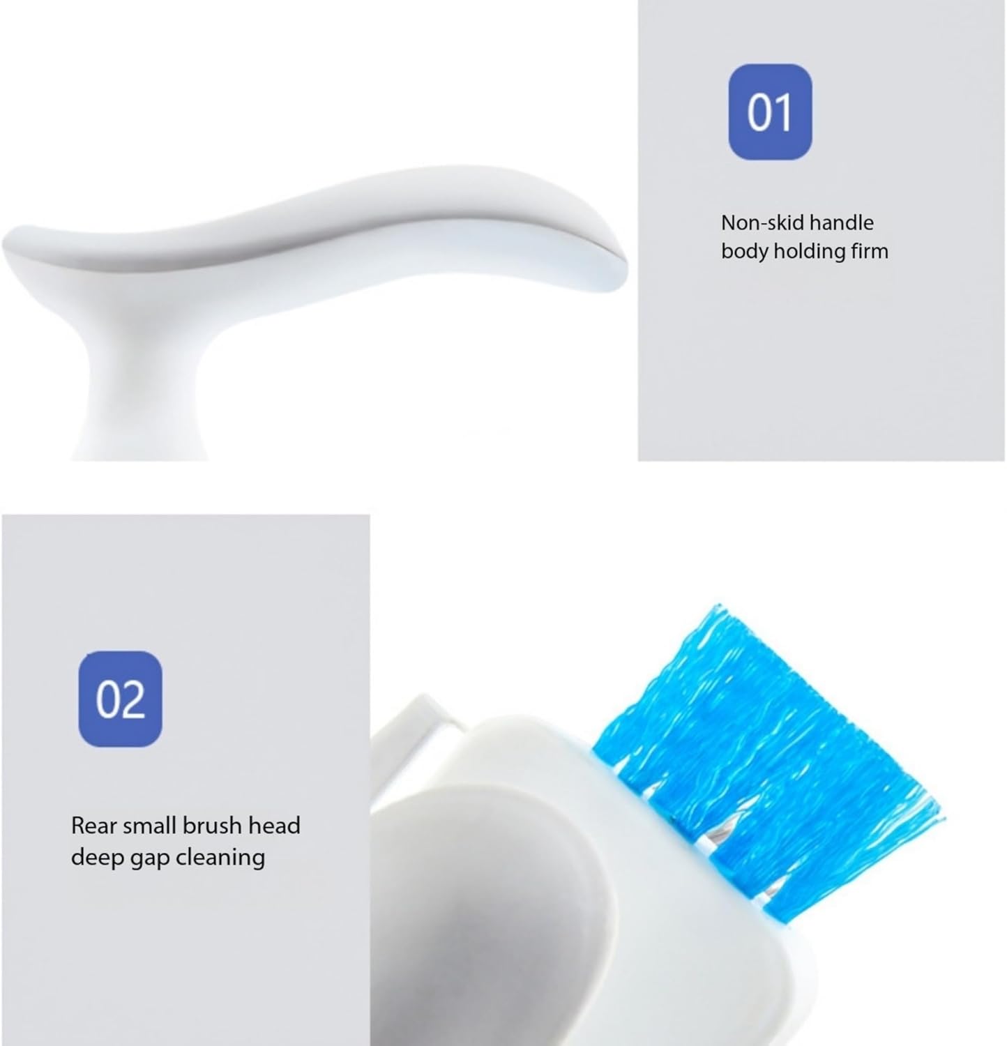 Multi Functional Gap Cleaning Brush with V-Shape and Silicone Scraper