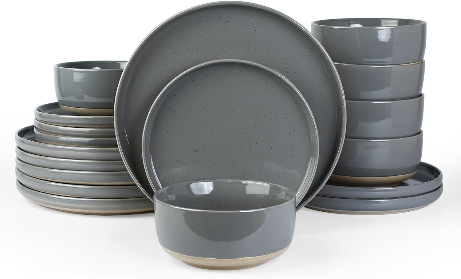 Famiware Milkyway Plates Bowls 18-Piece Dinnerware Set Dark Gray