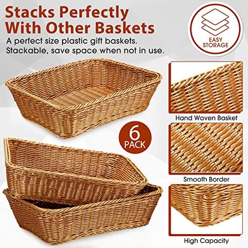 Irenare 6 Pcs Poly Wicker Bread Baskets